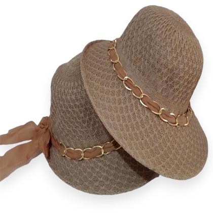 Imagem de Chapéu Palha Lenço Fita Praia Casual Feminino aba curta LAÇO 862
