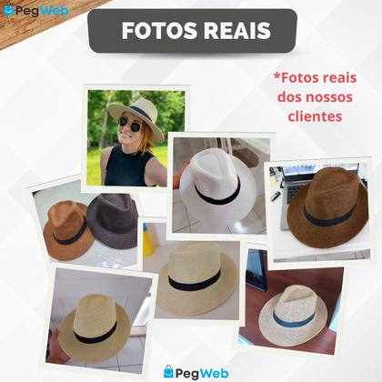 Imagem de Chapéu Panamá Aba Larga Moda Casual Palha Clássico Praia Verão Masculino Feminino