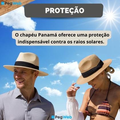 Imagem de Chapéu Panamá Aba Larga Moda Casual Palha Clássico Praia Verão Masculino Feminino