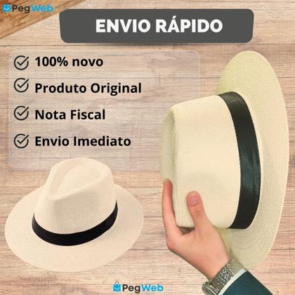 Imagem de Chapéu Panamá Aba Larga Moda Casual Palha Clássico Praia Verão Masculino Feminino