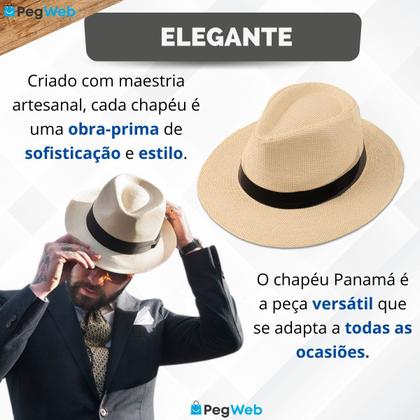 Imagem de Chapéu Panamá Aba Larga Moda Casual Palha Clássico Praia Verão Masculino Feminino