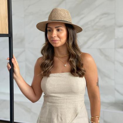 Imagem de Chapéu Panamá Fibra de Bambu Prova D'água Dobrável Com Faixa