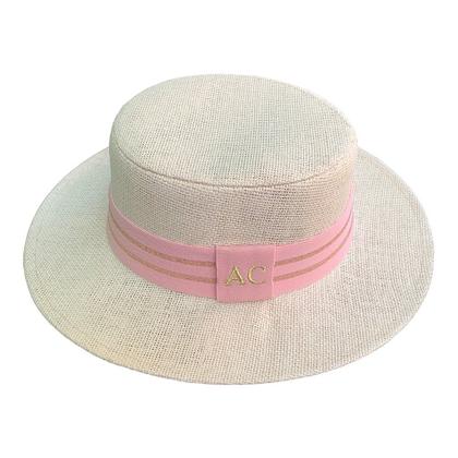Imagem de Chapéu Paris de Juta Bege com Faixa Personalizada para 02 Lados