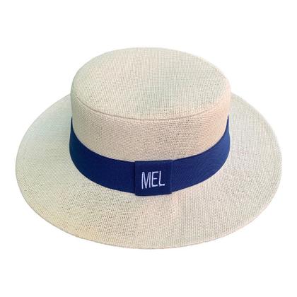 Imagem de Chapéu Paris de Juta Bege com Faixa Personalizada para 02 Lados