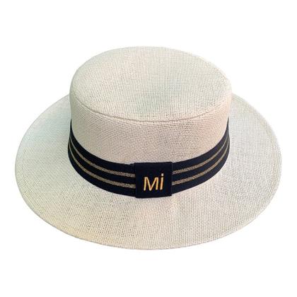 Imagem de Chapéu Paris de Juta Bege com Faixa Personalizada para 02 Lados