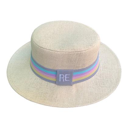 Imagem de Chapéu Paris de Juta Bege com Faixa Personalizada para 02 Lados