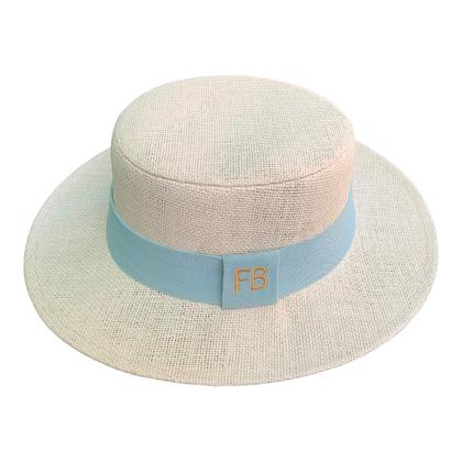 Imagem de Chapéu Paris de Juta Bege com Faixa Personalizada para 02 Lados