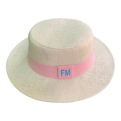 Imagem de Chapéu Paris de Juta Bege com Faixa Personalizada para 02 Lados