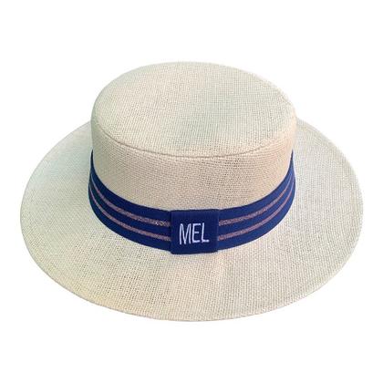 Imagem de Chapéu Paris de Juta Bege com Faixa Personalizada para 02 Lados
