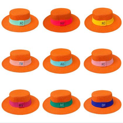 Imagem de Chapéu Paris de Juta Laranja com Faixa Personalizada