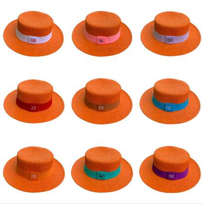 Imagem de Chapéu Paris de Juta Laranja com Faixa Personalizada