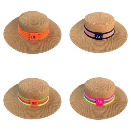 Imagem de Chapéu Paris Sintético Caramelo com Faixa Personalizada Listradas