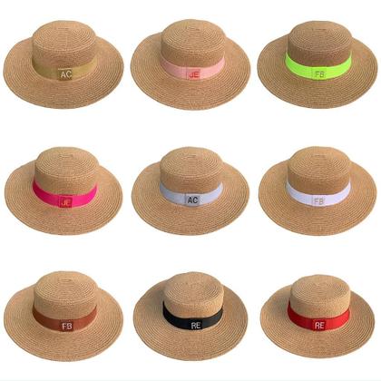 Imagem de Chapéu Paris Sintético Caramelo com Faixa Personalizada Listradas