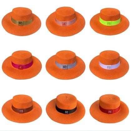 Imagem de Chapéu Paris Sintético Laranja com Faixa Personalizada Listradas