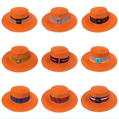 Imagem de Chapéu Paris Sintético Laranja com Faixa Personalizada Listradas