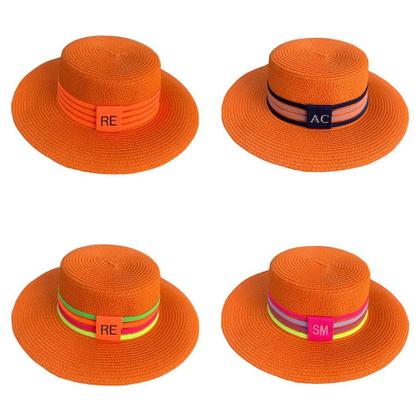 Imagem de Chapéu Paris Sintético Laranja com Faixa Personalizada Listradas