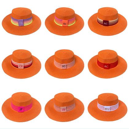 Imagem de Chapéu Paris Sintético Laranja com Faixa Personalizada Listradas
