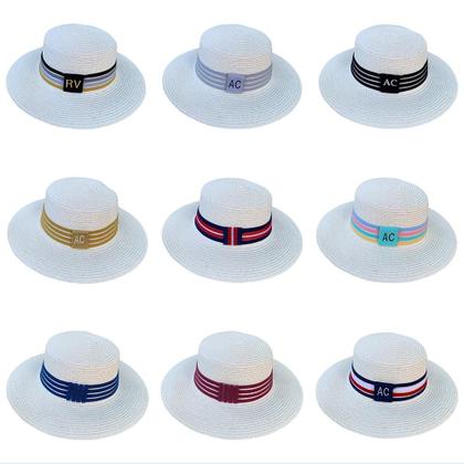 Imagem de Chapéu Paris Sintético Off-White com Faixa Personalizada Listrada