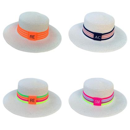 Imagem de Chapéu Paris Sintético Off-White com Faixa Personalizada Listrada