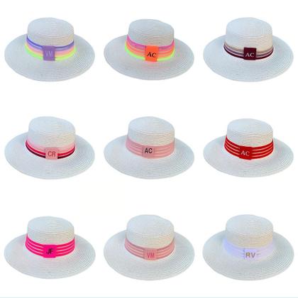 Imagem de Chapéu Paris Sintético Off-White com Faixa Personalizada Listrada