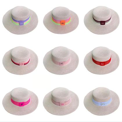 Imagem de Chapéu Paris Sintético Rosé com Faixa Personalizada Listradas