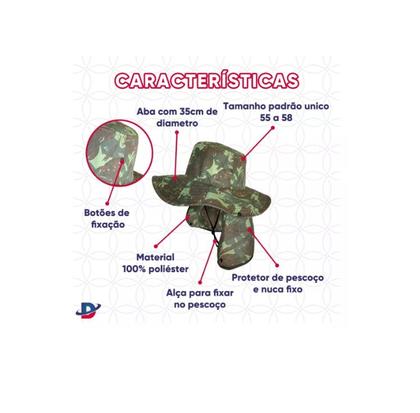 Imagem de Chapéu Pescador Sombreiro Com Protetor De Pescoço Cores Variadas