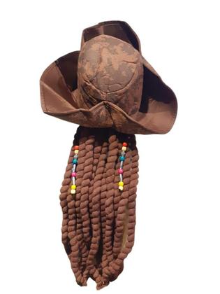 Imagem de Chapéu Pirata com cabelo de lã Marrom Festa Fantasia Cosplay