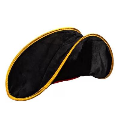 Imagem de Chapéu Pirata Luxo Com Fita Vermelha E Esqueleto Aveludado