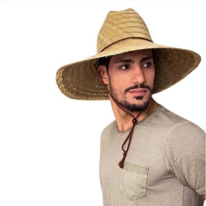 Imagem de Chapéu Praia Palha Bambu Aba Larga Moda Surf Verão Praia Unissex