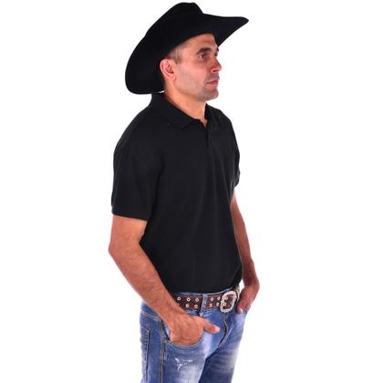 Imagem de Chapéu Preto Masculino Cowboy com Bandinha em Couro