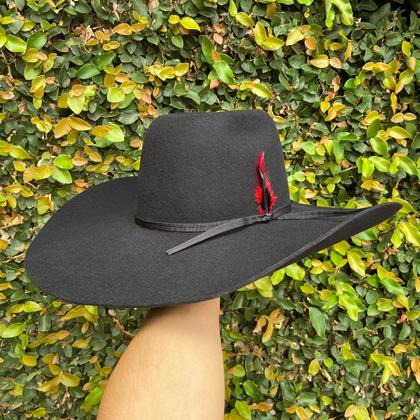 Imagem de Chapeu Preto Pralana Pena Vermelha Country Champion Unissex
