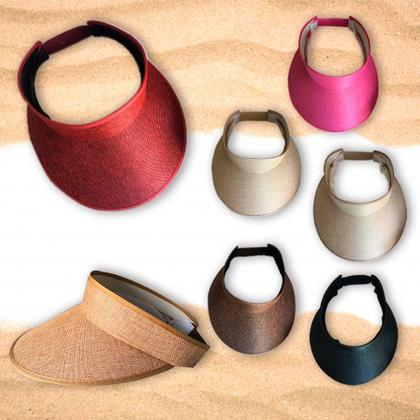 Imagem de Chapéu Viseira Praia Feminina C/ Elástico Aba 12 Cm Marrom