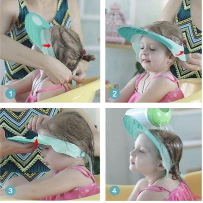 Imagem de Chapéu Viseira Protetor Banho Lava Cabeça Bebê Criança - Mundo Thata