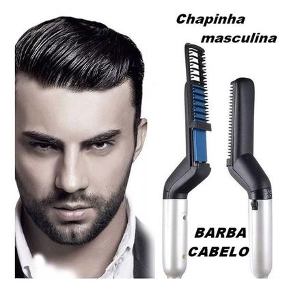 Imagem de Chapinha Alisadora para Barba E Cabelo Masculino Com Pente