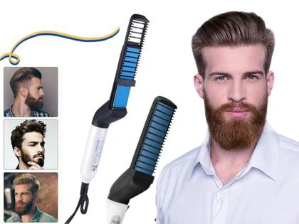 Imagem de Chapinha Alisadora para Barba E Cabelo Masculino Com Pente