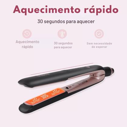 Imagem de Chapinha Prancha Alisadora Cerâmica Profissional Morina 110/220V Emissão de Íons Anti Frizz