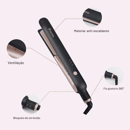 Imagem de Chapinha Prancha Alisadora Cerâmica Profissional Morina 110/220V Emissão de Íons Anti Frizz