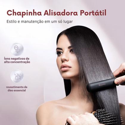 Imagem de Chapinha Prancha Alisadora Cerâmica Profissional Morina 110/220V Emissão de Íons Anti Frizz