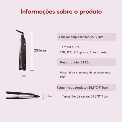 Imagem de Chapinha Prancha Alisadora Cerâmica Profissional Morina 110/220V Emissão de Íons Anti Frizz