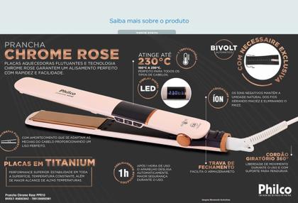 Imagem de Chapinha/Prancha de Cabelo Philco Chrome Rose - PPR10 Turmalina