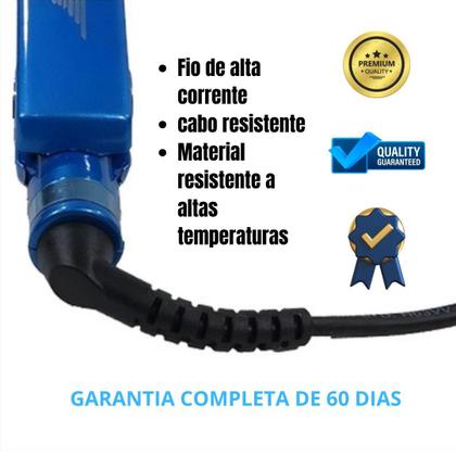 Imagem de Chapinha Titânio Bivolt Azul Prancha Alisadora Modeladora Anti frizz 3 em 1