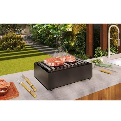 Imagem de Char Broiler a Gás 8 Caulins Fogareiro Grelha Chapa Hambúrguer Grill Aço Carbono