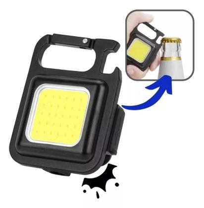 Imagem de Charme Portátil: Mini Lanterna Glare Cob no Chaveiro - Preto Notável, Cor da Luz Branco!