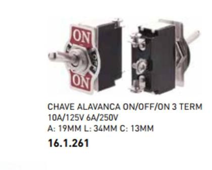 Imagem de Chave Alavanca On Off On 03T 10a/6a 250v 34mm (16.1.261)