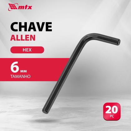 Imagem de Chave allen curta, fosfatizada, cromo vanadio, 6mm, 20 pcs // mtx