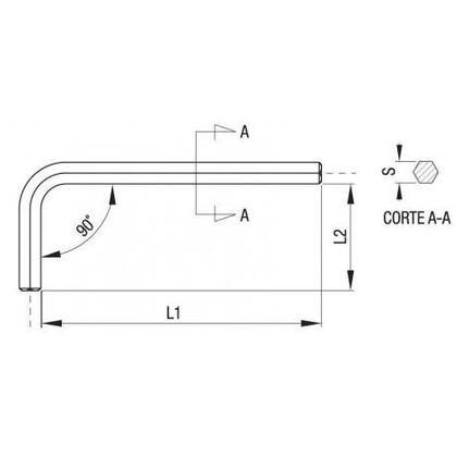 Imagem de Chave Allen Hexagonal Curta Belzer 3/8"