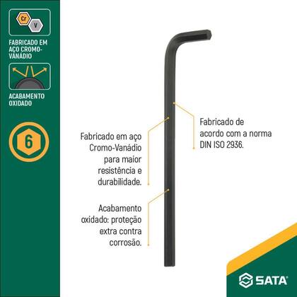 Imagem de Chave Allen Longa 5mm Aço CRV ST84503L Sata