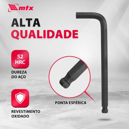 Imagem de Chave allen longa, fosfatizada, abaulada, cromo vanadio, 12mm, 10pcs // mtx