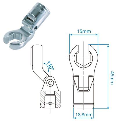 Imagem de Chave Articulada Aberta 08mm x 3/8 Pol. King Tony - 335108M