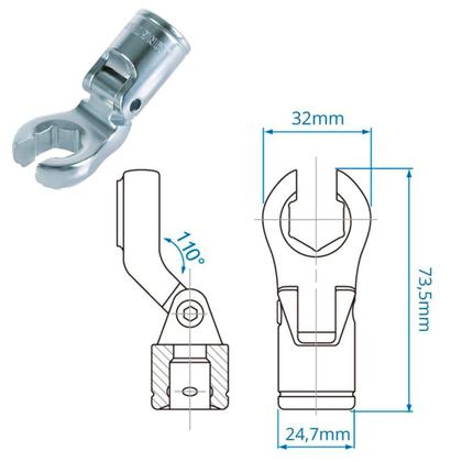 Imagem de Chave Articulada Aberta 16mm x 3/8 Pol. King Tony 335116M